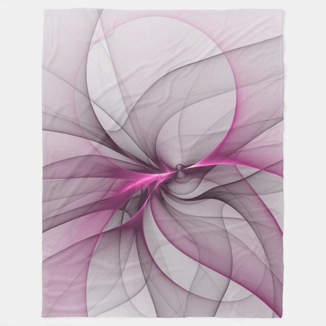 Elegant Kaos Modern Abstrakt Rosa Fraktal Konst Fleecefilt (Framsidan)