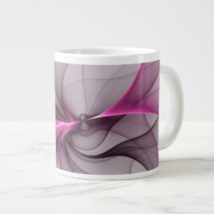 Elegant Kaos Modern Abstrakt Rosa Fraktal Konst Jumbo Mugg