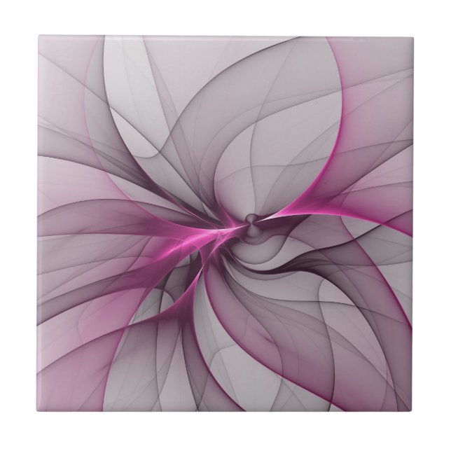 Elegant Kaos Modern Abstrakt Rosa Fraktal Konst Kakelplatta (Framsidan)