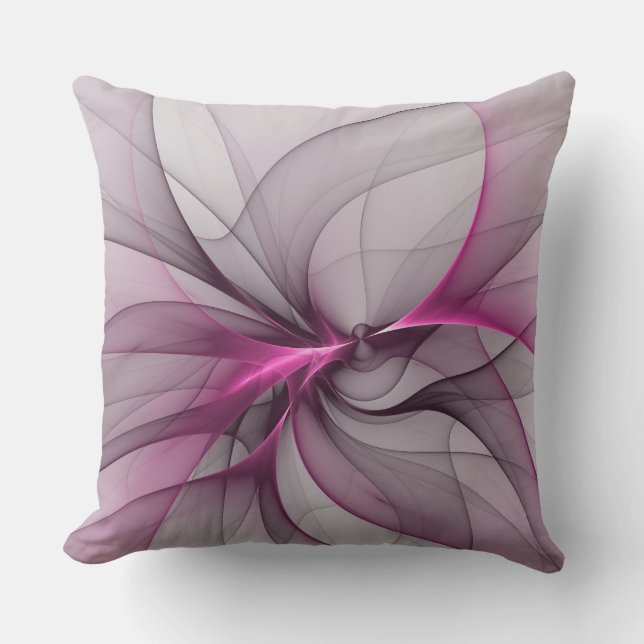 Elegant Kaos Modern Abstrakt Rosa Fraktal Konst Kudde (Framsida)