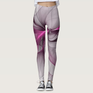 Elegant Kaos Modern Abstrakt Rosa Fraktal Konst Leggings