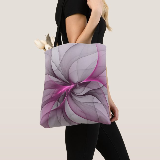 Elegant Kaos Modern Abstrakt Rosa Fraktal Konst Tygkasse (Närbild)