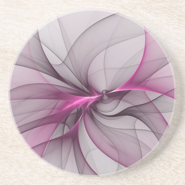 Elegant Kaos Modern Abstrakt Rosa Fraktal Konst Underlägg (Framsidan)