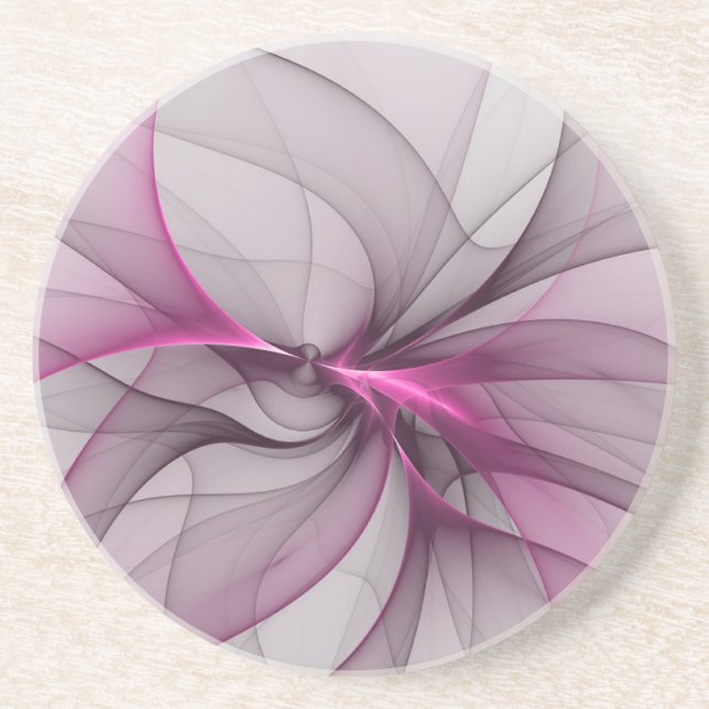 Elegant Kaos Modern Abstrakt Rosa Fraktal Konst Underlägg (Framsidan)