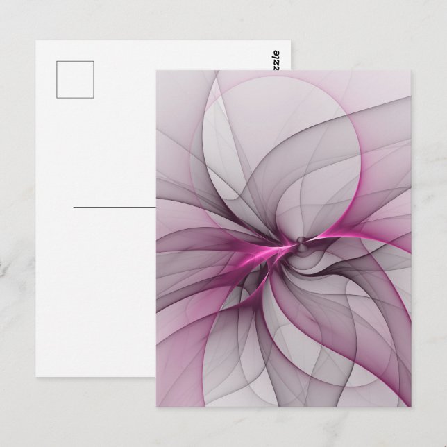 Elegant Kaos Modern Abstrakt Rosa Fraktal Konst Vykort (Fram/baksida)