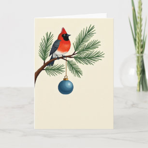 Elegant Kardinal Bird-julkort Gräs Gren Kort