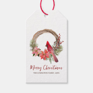 Elegant Kardinal Bird- Julkrans Monogram Presentetikett
