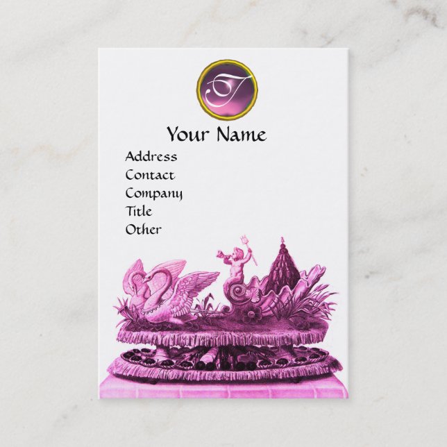 ELEGANT KARIOT SVANAR MED MUFFINS OCH PASTRY VISITKORT (Framsida)