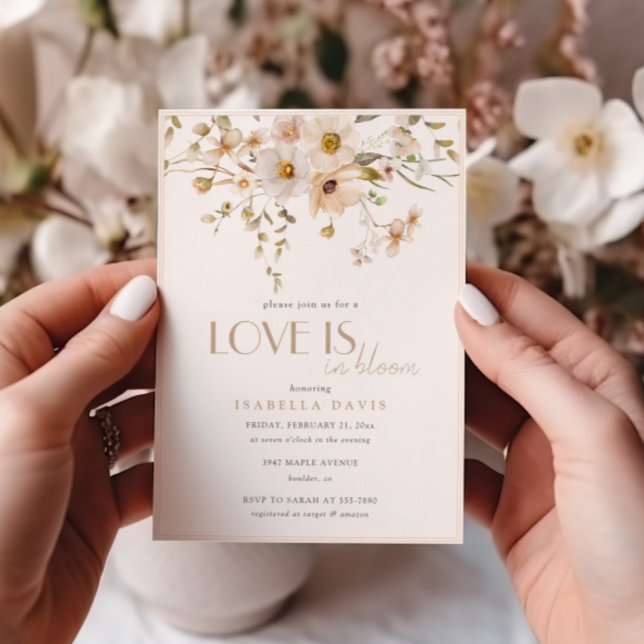 Elegant Kärlek är i Möhippan Blommblomma Inbjudningar (Skapare uppladdad)