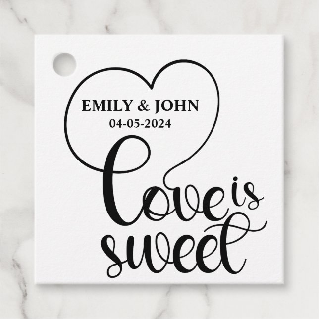 Elegant kärlek är söt kalligrafi Hjarta Gåvor Etiketter (Framsida)