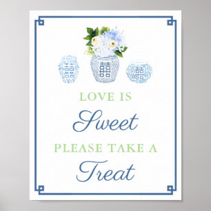 Elegant kärlek är sött ta en godis Bröllopsdusch Poster