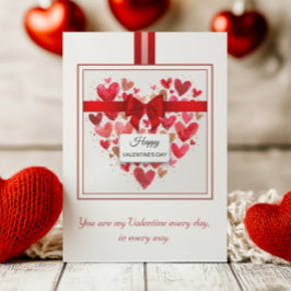 Elegant Kärlek Heart Bow Red Valentine Day Julkort