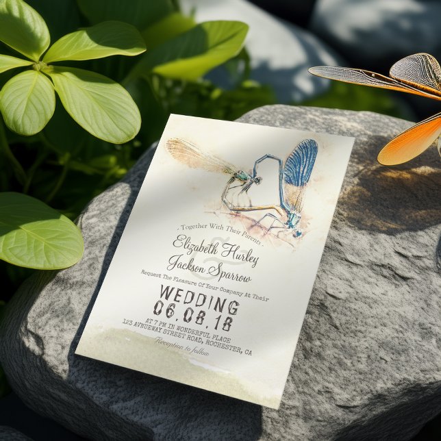 Elegant Kärlek Heart Dragonfly Mating Möhippa Inbjudningar (Skapare uppladdad)