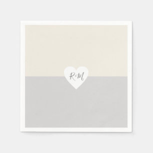 Elegant Kärlek Heart med Bride & Groom Initialer Pappersservett