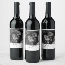 Elegant Kärlek I Calligraphy Anpassningsbar Photo Vinflaska Etikett