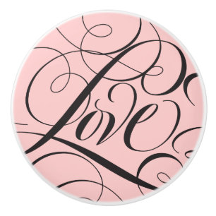 Elegant KÄRLEK Kalligrafi Skrift Paris Rosa Svart Knopp