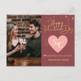 Elegant Kärlek Monogram valentins dag med foto Helg Vykort