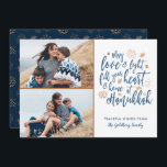 Elegant Kärlek och Light Hanukkah 2 Photo Julkort<br><div class="desc">En snyggt och modern Hanukkah-design i faux guld/kopparfolie och mörk blått.  Huvudtexten lyder: "May kärlek och light fyller ditt hjärta och hem i Hanukkah." Två fotomallar och textmallar ingår för anpassning.  Kontakta mig (Tracey) på orabellaprints@outlook.com för design- eller produktförfrågningar.</div>
