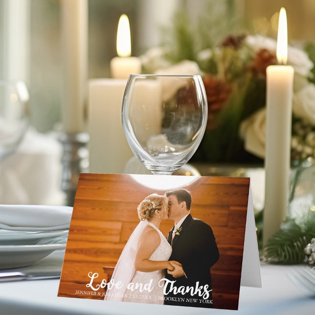 Elegant Kärlek och tack för Modern Bröllop-foto Kort (Skapare uppladdad)