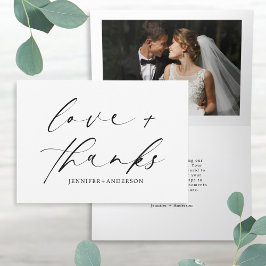 Elegant Kärlek och tack-skript Photo Bröllop Tack Kort