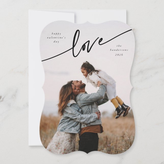 Elegant "Kärlek", platt foto-kort för Valentines d Julkort (Framsida)