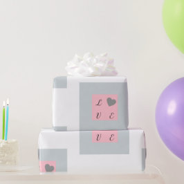 Elegant kärlek Rosa och grått gåva Presentpapper