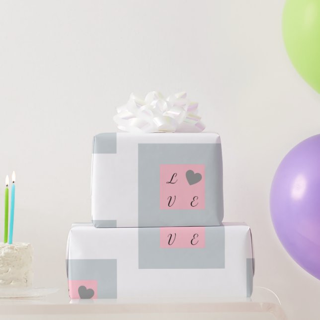 Elegant kärlek Rosa och grått gåva Presentpapper (Festgåvor)