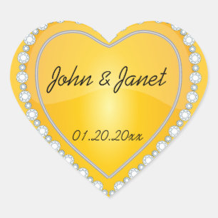 Elegant Kärlek Shiny Gult Heart Hjärtformat Klistermärke