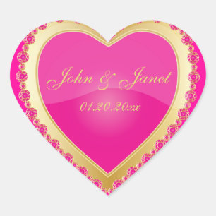 Elegant Kärlek Shiny Rosa Guld Jewel Heart Hjärtformat Klistermärke