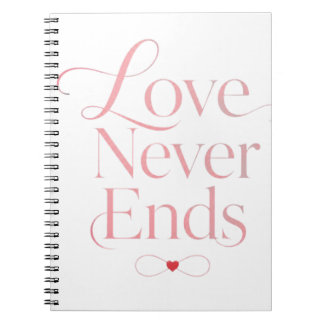 Elegant kärlek slutar aldrig Rose Gold Typography  Anteckningsbok