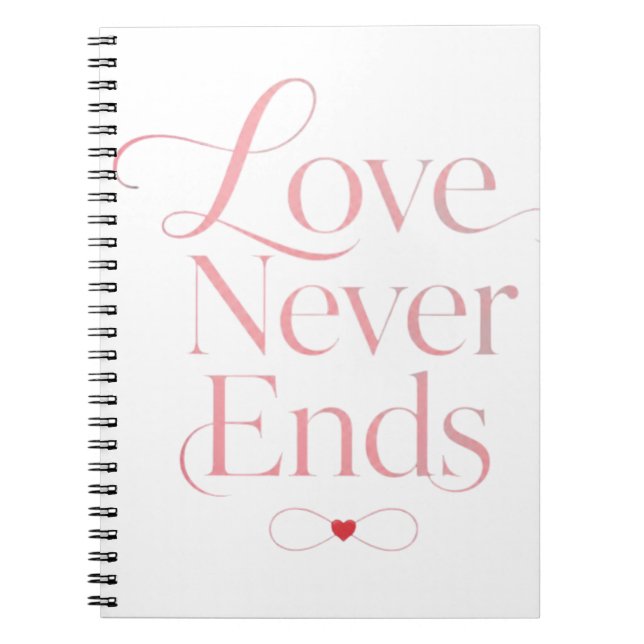 Elegant kärlek slutar aldrig Rose Gold Typography  Anteckningsbok (Framsidan)