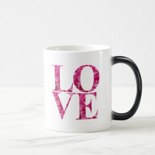 Elegant KÄRLEK Square, Vår Rosa Blommigt Lettering Magisk Mugg