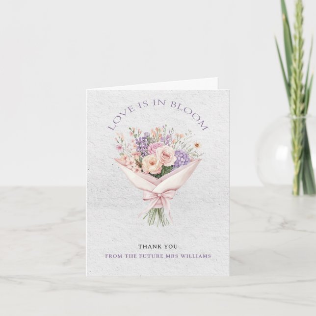 Elegant kärlek står i blomning dusch tackkort (Framsida)