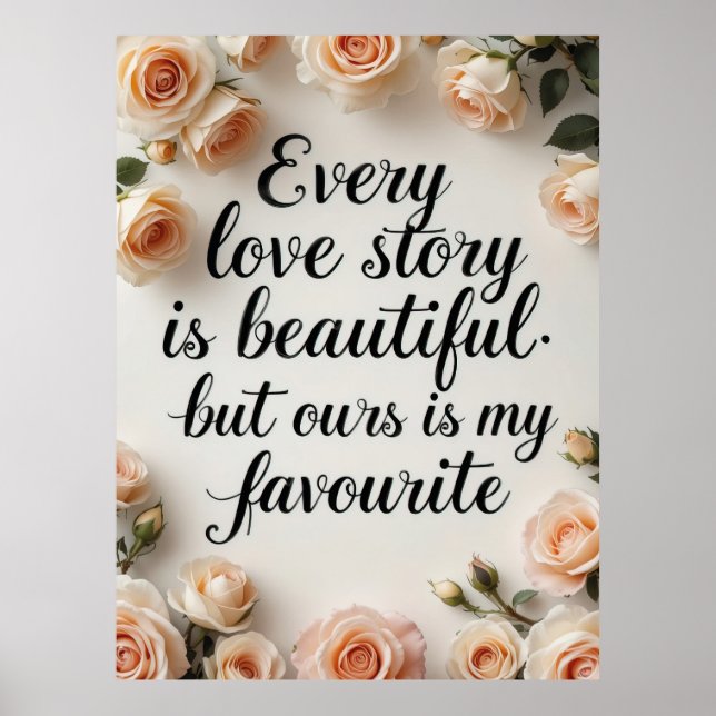 Elegant Kärlek Story Quote med Ro Poster (Framsidan)