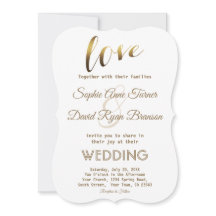 Elegant Kärlek Typography Gold Foil bröllopsinbjud