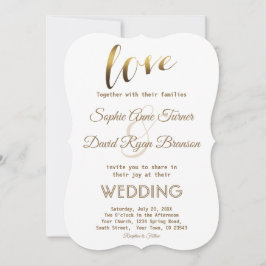 Elegant Kärlek Typography Gold Foil bröllopsinbjud Inbjudningar