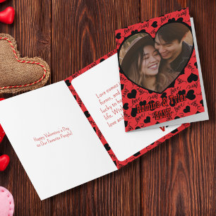 Elegant KÄRLEK Valentines foto- och meddelanderött Kort