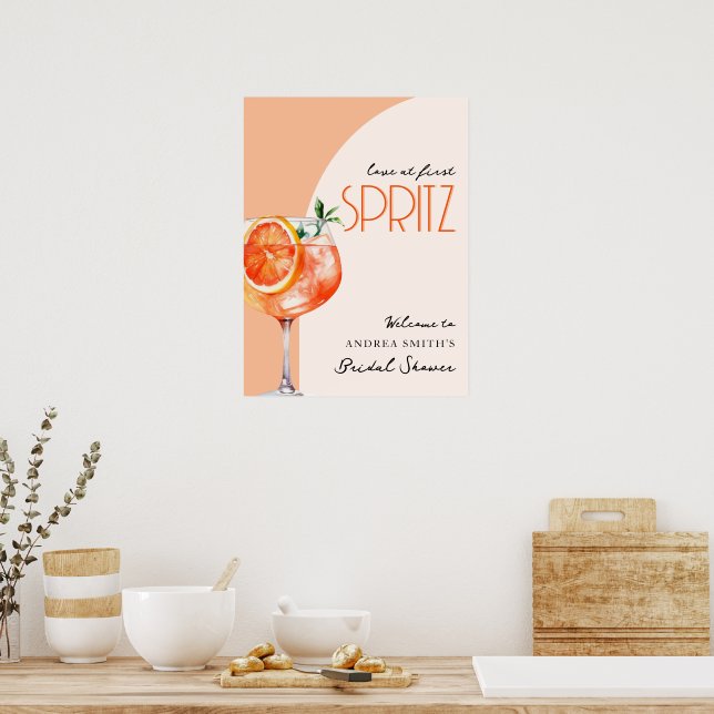 Elegant Kärlek vid First Spritz Möhippa Välkommen Poster (Kök)