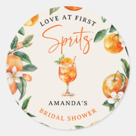 Elegant kärlek vid första spritz bröllopsfest runt klistermärke