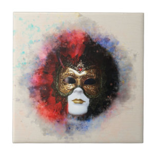 Elegant Karnival Venetian Mask Artwork Kakelplatta