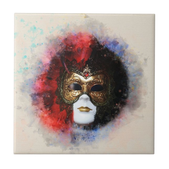 Elegant Karnival Venetian Mask Artwork Kakelplatta (Framsidan)