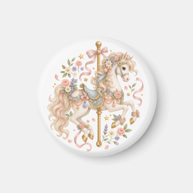 Elegant karusellhäst fransk saga magnet (Framsidan)