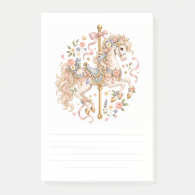 Elegant karusellhäst fransk saga post-it block (Framsida)