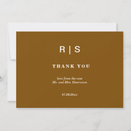 Elegant kastanjebrun monogram bröllop tack kort