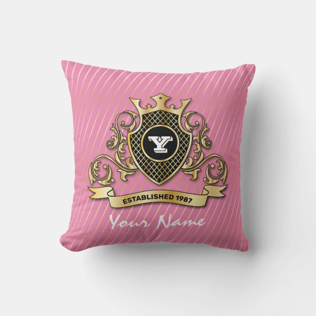 Elegant kastkudde med guldmonogram kudde (Framsida)