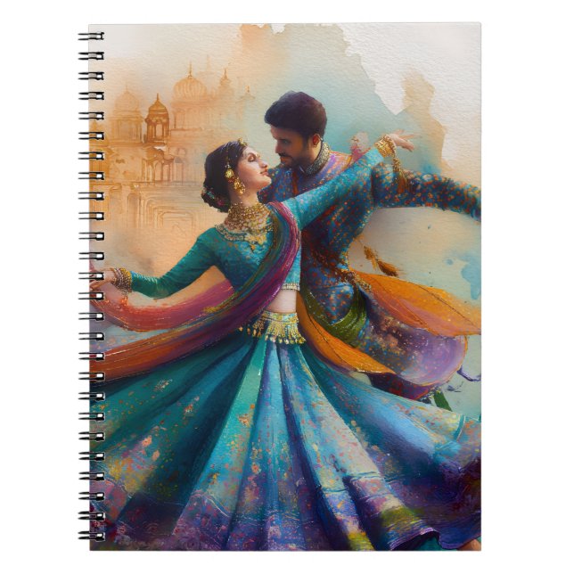 ✨Elegant Kathak-pardans för vattenkonstverk Anteckningsbok (Framsidan)