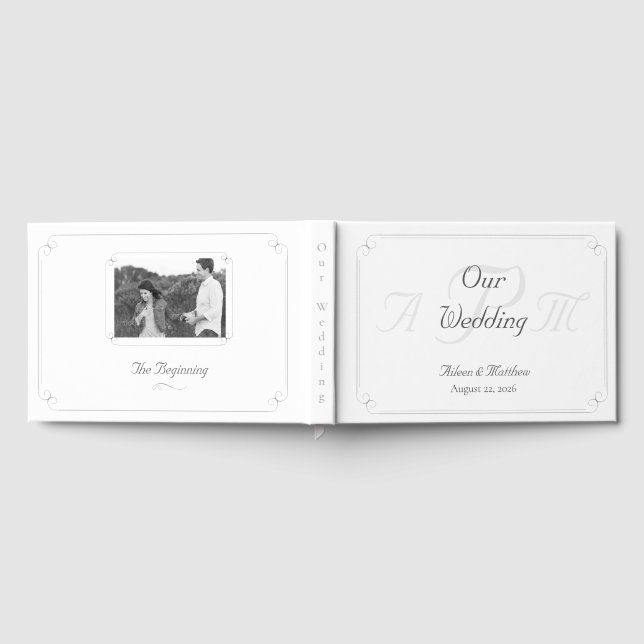 Elegant katolik Monogrammed Bröllop Guest Bok (Full)