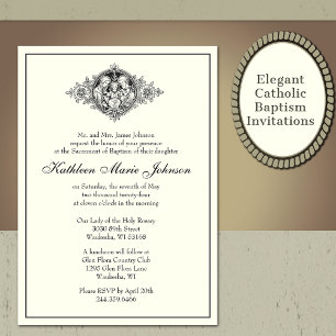 Elegant katolsk baptisminbjudan inbjudningar