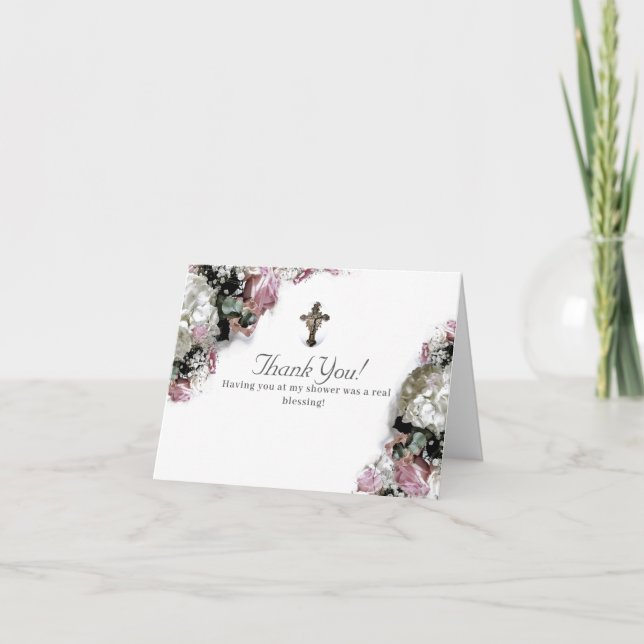 Elegant katolsk brudfest tack kort (Framsida)