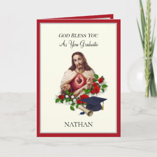 Elegant katolsk examen Sacred Heart Rosor Bil Kort